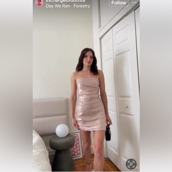 ZARA PINK STRAPLESS SEQUIN DRESS - Picture 9 of 15